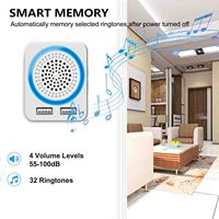 Sonnette sans fil miniature cinétique pour malentendants, kit de sonnette de porte avec 2 ports USB, sonnette de porte sans fil intelligente