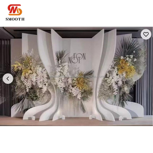 SMOOTH Acrylic <b>Backdrop</b> for Wedding <b>Party</b> White Flower Shape Durable & Luxurious 600x270cm Size Stage Display Stand - Product Image 1