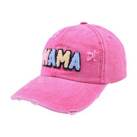 Nueva gorra de béisbol con bordado de mamá, gorra deportiva para mujer, gorra de béisbol con cola de caballo lavada antigua para el Día de la madre