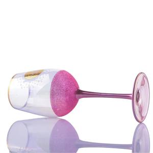 Verres à <span class=keywords><strong>vin</strong></span> décoratifs de luxe en <span class=keywords><strong>verre</strong></span> coloré pour mariages, avec tiges dorées ou roses, vente en gros - Product Image 4