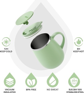 Gobelet isotherme moderne en acier inoxydable à double paroi de 300 ml avec couvercle anti-fuite, sans BPA, isolation thermique 12-24 heures pour café - Product Image 1