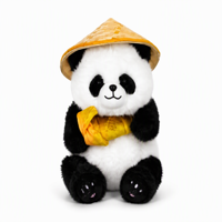 Peluche Panda en coton PP brodée, poupée animale 100% polyester à poils courts pour enfants, anti-stress et compagnon de sommeil