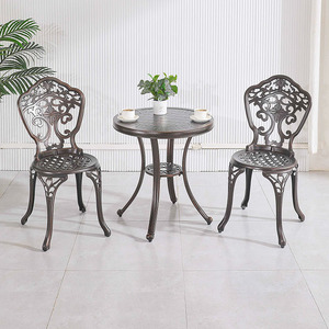 <span class=keywords><strong>Set</strong></span> da Pranzo da 3 Pezzi in Alluminio Pressofuso, per Balcone, Giardino, Esterno, Caffè, Patio, con <span class=keywords><strong>2</strong></span> <span class=keywords><strong>Sedie</strong></span> <span class=keywords><strong>e</strong></span> Tavolo Rotondo in Metallo - Product Image 3