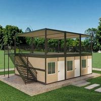 Maison préfabriquée de 20 pieds, 30 pieds, 40 pieds, petite maison avec 2 chambres, 1 salle de bain et cuisine portable, toit triangulaire, balcon