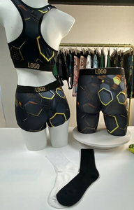 ชุดชั้นในกีฬาสำหรับผู้หญิงรุ่นใหม่ แฟชั่นสปอร์ตบราพร้อมกางเกงบ็อกเซอร์ผ้าโพลีเอสเตอร์ระบายอากาศได้ดี สั่งทำจากโรงงานพร้อมโลโก้ - Product Image 2