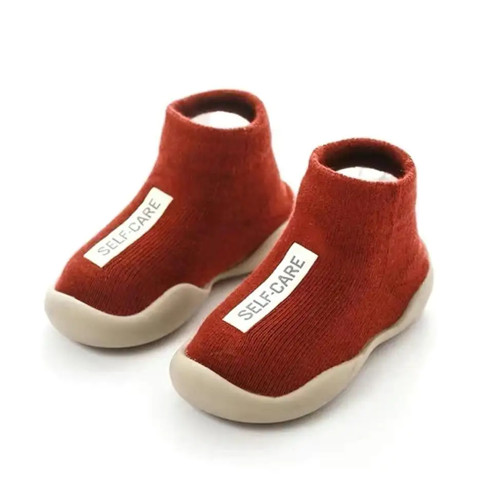 बच्चा सबसे पहले वॉकर बच्चे लड़की बच्चों नरम रबर एकमात्र यूनिसेक्स बेबी जूते विरोधी पर्ची बच्चे जूता बुनना Booties