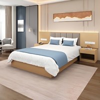 Elegantes Modernes Massivholz Luxus King Queen Hotel Schlafzimmer-Set Umweltfreundliche Apartment- und Gewerbemöbel