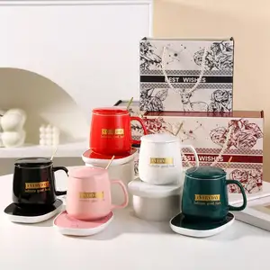 Juego de regalo de negocios, almohadilla calefactora para taza, Control de temperatura, taza de café inteligente, calentador de taza con logotipo personalizado, regalo de boda para invitados