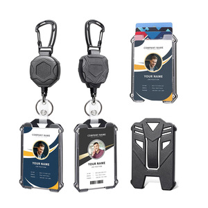 Cross-border heavy-duty carabiner badge reel, steel wire rope, easy-open buckle <b>ID</b> card <b>holder</b>, cool tactical document <b>holder</b> - Product Image 1