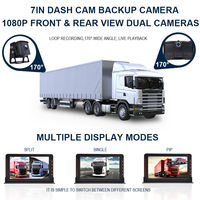 Caméra embarquée IPS 7 pouces avec commande par bouton, enregistrement en boucle HD couleur, étanche, DVR 2 canaux, garantie 1 an