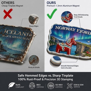 Imán de Refrigerador Nórdico Personalizado de Aluminio en Relieve 3D, Recuerdo de Viaje de la Costa Negra de Noruega e <span class=keywords><strong>Islandia</strong></span>, 2x3 Pulgadas - Product Image 2