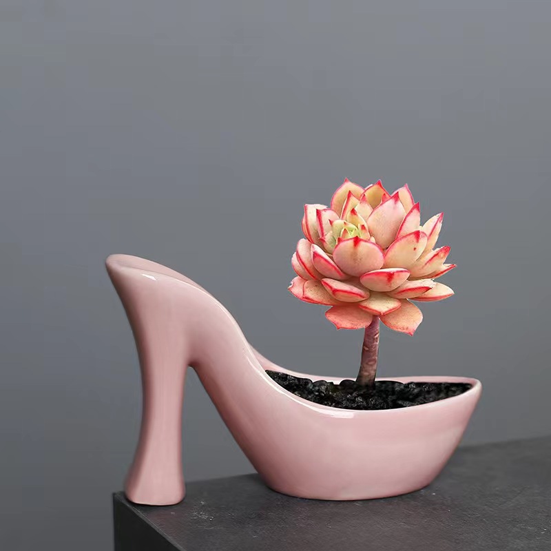 Pot De Fleurs En Forme De Chaussure à Talon Haut - Résine, Pour Succulentes Et Petites Plantes