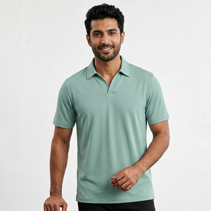 เสื้อยืดโปโลแขนสั้นคอวีสำหรับผู้ชายลำลองแบบกำหนดเอง - Product Image 1