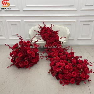 SMOOTH Red Rose <b>Artificial</b> <b>Flower</b> Arrangement Handmade Wedding Decor Romantic Dreamy Full Bloom Floral Runner - Product Image 1