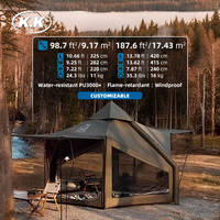 Kawagebo Kamp (KK) Gonflable 9.2 ㎡   / 17.4 ㎡   Tentes de camping gonflables Oxford Glamping Yurt pour la famille avec cheminée