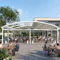 Aluminium-Pavillon mit Einziehbarem Bogenförmigem Dach, Umweltfreundlicher Gartenpavillon für Restaurants, Cafés, Hotels und Balkone
