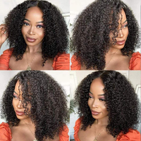 Vente en gros Perruque Lace Frontale Brésilienne 100% Remy Cheveux Humains Courts Afro Crépus Bouclés Perruques Lace Frontal pour Femmes Noires