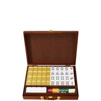 Ensemble de Mahjong Pliable en Acrylique de Luxe, Style Royal Moderne, Thème Verte Sauge d'Asie du Sud-Est, 88 Tuiles, Boîte en Bois, pour 3 Joueurs, Thème Animaux/Volant, Divertissement
