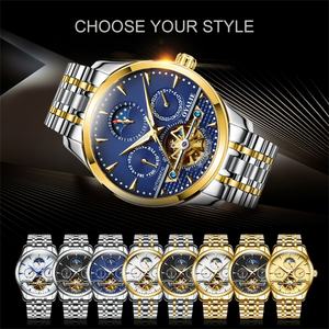 Reloj Mecánico Automático de Lujo para Hombre, Esqueleto, Fecha Automática, Luminoso, Resistente al Agua, Cronógrafo, Ancho de Correa de 20 mm, Esfera con Indicadores - Product Image 5