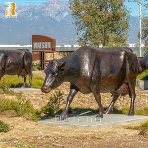 Büyük yaşam boyutu pazarı Geo Metal pirinç bronz heykel heykeli hayvan boğa inek kalıp dekorasyon