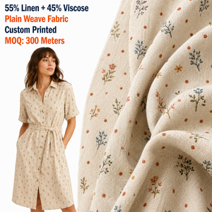<span class=keywords><strong>Tissu</strong></span> en mélange <span class=keywords><strong>lin</strong></span> et rayonne, viscose et <span class=keywords><strong>lin</strong></span>, tissé à effet flammé, imprimé sur mesure, pour chemises, robes, chemisiers, vêtements d'été, vente en gros - Product Image 1