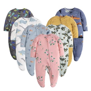Body Neonato Unisex in Cotone a Maniche Lunghe con Cerniera YKK, Colletto a O, Stampa Termotrasferibile con Impronta del Piede, Modello Lungo per Arrampicata - Vendita all'Ingrosso - Product Image 1