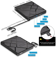 Graveur de CD portable USB 3.0 avec lecteur de carte SD/TF et HUB pour PC de bureau, ordinateur portable, Linux, lecteur optique externe, lecteur DVD