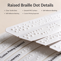 Bandes d'étiquettes braille en PVC autocollantes, signalisation tactile personnalisée, marqueurs de sol à points en relief pour ascenseurs et couloirs publics, modèle