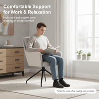 Peinture noire cadre en métal fauteuils en tissu gris housse en tissu siège en mousse fauteuil pivotant