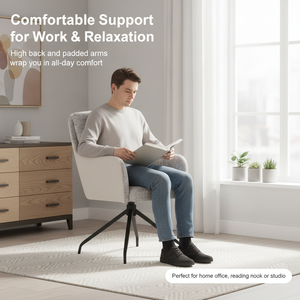 Pintura negra Marco de metal Sillones de Tela Gris Cubierta de tela Asiento de <span class=keywords><strong>espuma</strong></span> Sillón giratorio - Product Image 4