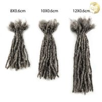 Extensions de dreadlocks faites à la main Boutique Salt Pepper 0,6 cm, 8-12 pouces, cheveux humains brésiliens Remy doux, bouclés crépus, pour tresses
