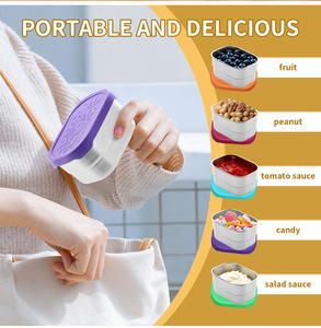 Leak Proof 304 Stainless Steel Snack Container with Silicone Lid for <strong>Kids</strong>, 110ml 230ml Lunch Food <strong>Storage</strong> <strong>Box</strong> for Daycare School - Product Image 4