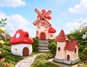 Statuetta in Resina Castello delle Fiabe, Decorazione per Torta a Tema Principessa, Casa a Forma di Fungo, Mulino Olandese, Miniatura <span class=keywords><strong>Villaggio</strong></span> Olandese - Product Image 3