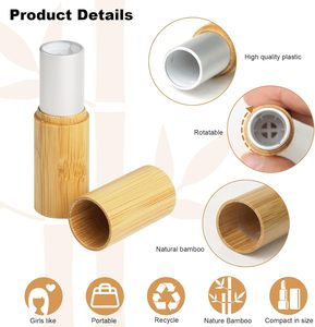 Capsule chaude en forme de bambou en bois papier carton PCR aluminium céramique PLA marbre laiton vide baume à lèvres rouge à lèvres Tube emballage - Product Image 4