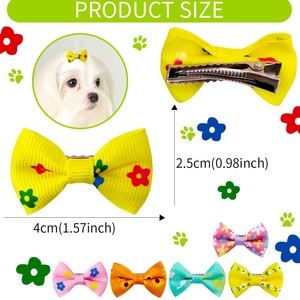 Moños para Perros de Poliéster con Diseño Floral Colorido, Accesorios de Peluquería para Mascotas de Halloween/Navidad, Estilo de Dibujos Animados, para Todas las Estaciones - Product Image 2