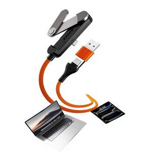 <span class=keywords><strong>สาย</strong></span><span class=keywords><strong>ชาร์จ</strong></span>เร็วแบบถัก 65W 2-in-1 PD พร้อมขาตั้งแบบพับได้สามทบ สำหรับ iPhone 17/16 สำหรับ Huawei สำหรับ Xiaomi สำหรับแท็บเล็ต สำหรับแล็ปท็อป - Product Image 1