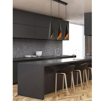 CBMmart Set lengkap furnitur dapur gaya Modern, kabinet dapur Pvc abu-abu kabinet dapur kustom kelas atas untuk apartemen