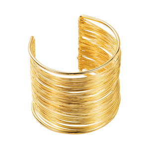 2024 nouveauté mode pas cher en gros bijoux bracelet creux brossé fil ouvert couches 18k or femmes bracelet bracelets - Product Image 5