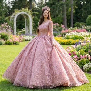 9962 New Custom Luxury Elegant Romantic Applique Ball Gown <b>Long</b> <b>Sleeve</b> <b>Prom</b> <b>Dress</b> - Product Image 1
