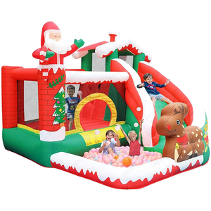 Castillo Inflable Navideño de PVC con Tobogán y Piscina de Pelotas para Niños, Juego Comercial para Exteriores - Product Image 1