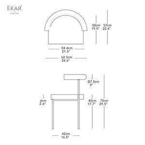 كرسي طعام خطي من EKAR بتصميم عصري بسيط مصنوع من القماش للاستخدام المنزلي وفي البارات - Product Image 3