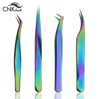 Applicateur de cils de botte de volume de 90 degrés en titane coloré pince à épiler en acier inoxydable pointe pointue pour appliquer de faux cils
