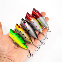 Leurre de pêche artificiel Popper 6,5 cm 11,8 g, effet de glisse réaliste, leurre dur flottant pour la pêche en surface, simulation de vague, appât flottant