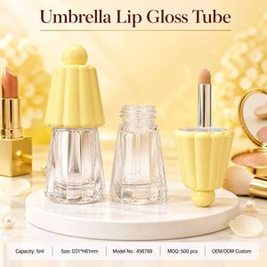 ISMAN Tube vide de 5 ml pour brillant à lèvres avec capuchon <span class=keywords><strong>parapluie</strong></span>, emballage cosmétique en plastique <span class=keywords><strong>transparent</strong></span>, applicateur à brosse en aluminium, vente en gros - Product Image 1