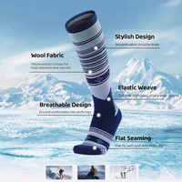 Chaussettes de ski en laine mérinos pour hommes et femmes, épaisses, avec semelle en tissu éponge, au-dessus du genou, pour le snowboard, chaudes, pour la randonnée en plein air