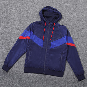 Chaqueta Deportiva Azul con Capucha para Hombre, con Bloques de Color Amarillo y Rojo, Cierre de Cremallera Resistente al Viento, para Entrenamiento al Aire Libre - Product Image 5