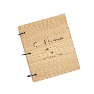 Livre d'or en bois vierge avec logo personnalisé, style rustique nordique, pour mariages et Saint-Valentin, vente en gros fabricant - Product Image 1