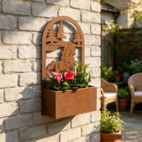 Fournitures de jardin : Jardinière murale en métal rouillé en forme de cheval, pour décoration extérieure de maison et balcon, collection Printemps Festif