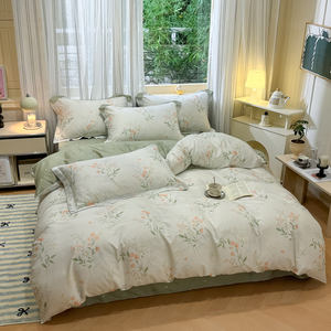 Copripiumino moderno Queen Size set di biancheria da letto 100% cotone con <span class=keywords><strong>motivi</strong></span> floreali Design stampato stagione autunnale - Product Image 5