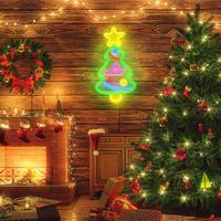 Enseigne lumineuse au néon Joyeux Noël personnalisée Décorations murales avec étoile pour chambre à coucher Décorations de fête de Noël